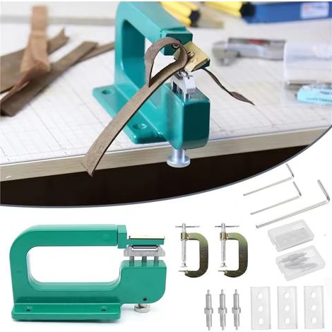 Leather skiving machine, leather skiving machine, manual for leather skiving machine, with 3 different roller sizes, 3 interchangeable blades and 3 Allen keys for leatherwork (1/5)