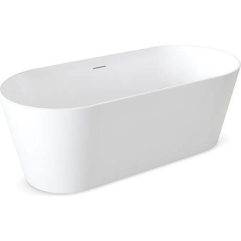Baignoire - Baignoire Autoportante GLOW DM938-1500T – 150x75x58 cm – Blanc Brillant - Design Moderne - Idéale pour Petites Salles de Bains - Avec Clic-Clac Noir tapis (1/5)