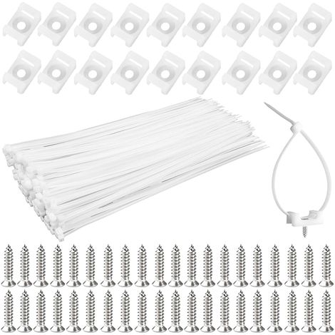100 supports de fixation,vis inox,câbles,nylon,maison,bureau