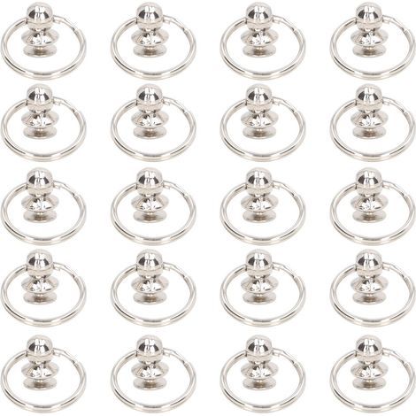 20 Sets Rundkopfnieten mit Ringen 8x19mm, Doppelringe, hochglänzendes Silber für DIY-Lederarbeiten (1/5)