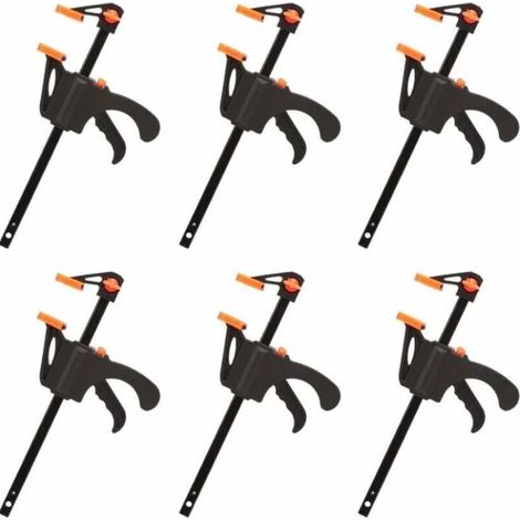 Lot de 6 Serre-joints en Forme de F, Serre Joint avec Serrage Rapide et Facile, Outils à Main pour Menuiserie(4pouces) (1/5)