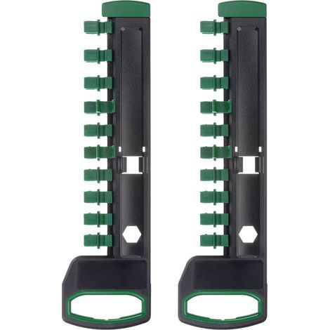 Set of 2 1/2" socket organizers with 12 clips, portable ABS plastic, green (1/5)