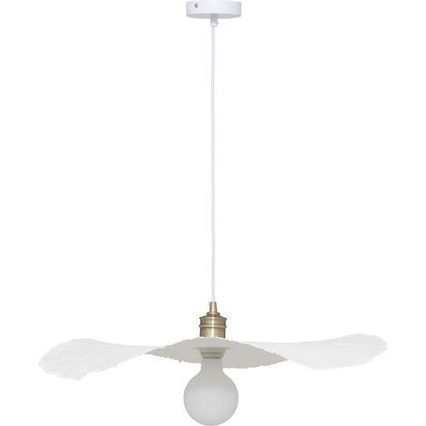 Lampe Suspension en Papier Mâché "Tehani" 57cm Blanc (1/5)
