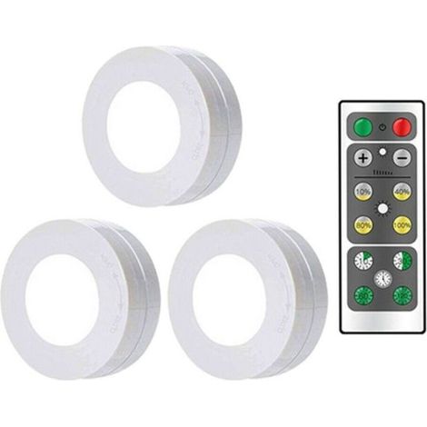 Lampe LED placard sans fil avec télécommande, variateur luminosité minuterie, design tactile, éclairage armoire cuisine (1/4)