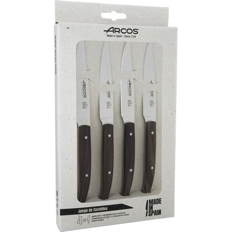 Arcos Série de couteaux de Couteaux de table, Set de Couteaux de Couteaux de table 4 pièces, Coutellerie Couteaux, Tranchant de la lame de Acier inoxydable Nitrum de 110 mm, Manche Palissandre Couleur
