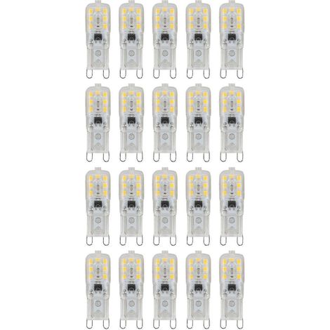 Lot de 20 ampoules LED G9 5W à intensité variable, blanc chaud, compatibles AC220-240V. (1/5)