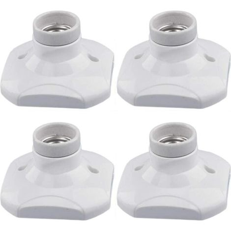 Lot de 4 bases à vis carrées E27, montage en surface, douille d'ampoule LED E27, douille E27 en céramique et base en plastique pour salon, chambre à coucher (1/5)