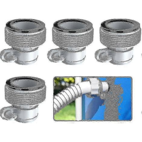 Adaptateur pour piscine, ensemble de 4 adaptateurs de pompe, adaptateur de tuyau de piscine, adaptateur de tuyau B pour systèmes de filtration de piscine (gris) (1/5)
