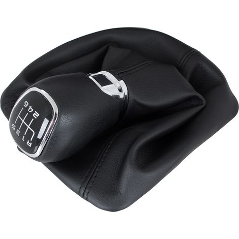 Pomo de palanca de cambios Skoda Octavia II 07-14 + fuelle con marco CUERO ECOL脫GICO 6 VELOCIDADES (1/5)
