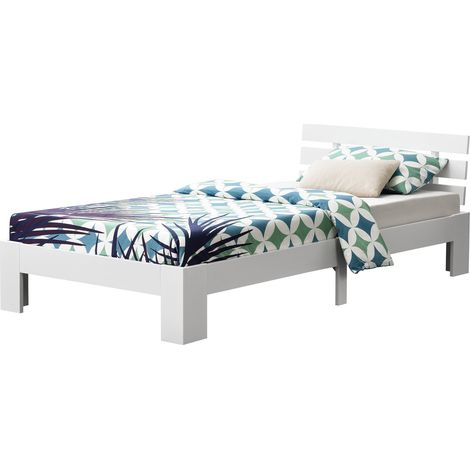 Nivala Struttura letto di design con rete a doghe Portata 100 kg Elegante letto singolo in legno di pino e laminato 90 x 200 cm Bianco 030004743
