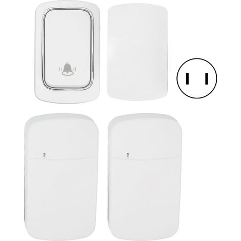 Kit de sonnette sans fil auto-alimenté, sans pile, 2 récepteurs étanches, sonnette extérieure IP44, prise US 100-230V AC (1/5)