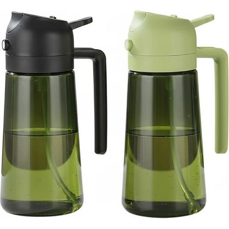 Vaporisateur et distributeur d'huile 2 en 1 pour la cuisson Lot de 2 x 473 ml (16 oz), pour friteuses à air chaud. (Noir, Vert) (1/5)