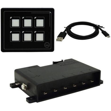12v 24v 6 Broches Film Panneau de Commutation à écran Tactile LED intégré PPTC avec câble USB et boîtier de Commande à Membrane IP66 pour Caravane de Camion de Voiture RV Yacht Bateau (1/5)