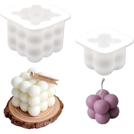 Moule À Bougie - Silicone Alimentaire - Cube 3D - Résistant -40 °C à +230 °C - 8 x 8 x 6 cm - 1 Pièce (1/4)
