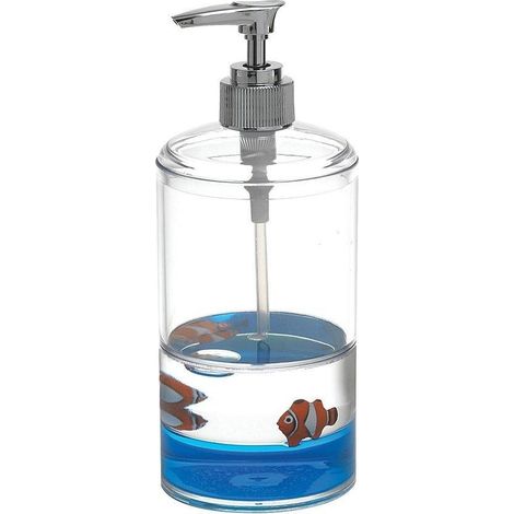 DISTRIBUTEUR DE SAVON NEMO SUR PIED, TRANSPARENT/BLEU AQUALINE (1/2)