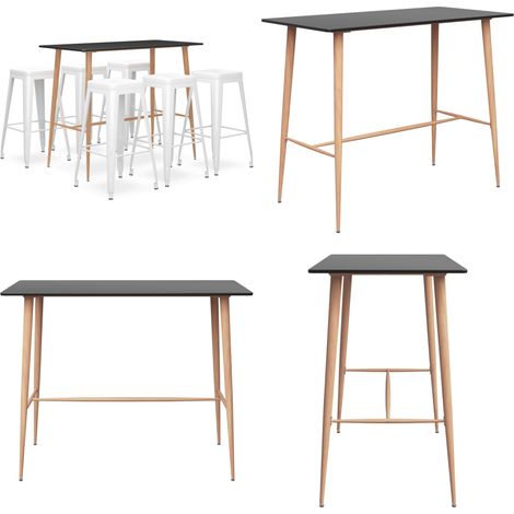 7-tlg. Bar-Set Schwarz und Weiß - Bar Set - Bartisch - Barhocker - Kücheninsel - Wohnzimmer Dekoration - Home & Living (1/5)