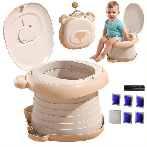 Pot de voyage pliable pour enfant avec protection anti-éclaboussures et surface antidérapante, pour voiture, camping et déplacement, avec sac de voyage, sac poubelle, sable absorbant