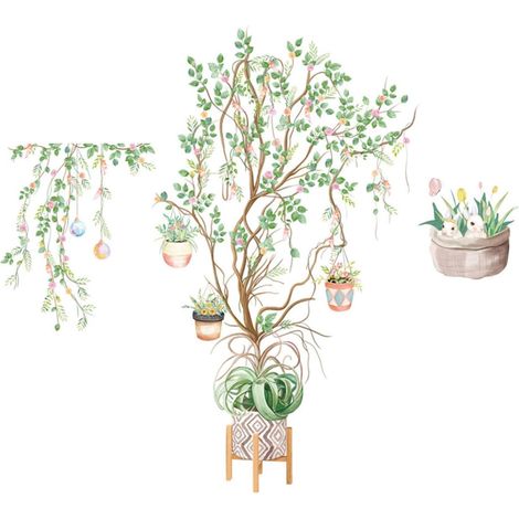 Lot De 2 Autocollants Muraux En Forme De Vigne Décoration Murale Autocollante Motif De Vigne Naturelle Application Facile (1/5)