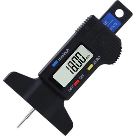 Profiltiefenmesser, Reifentiefenmesser, Digitaler Profiltiefenmesser mit LCD-Anzeige, Messbereich 0–25,4 mm, Digitaler Profiltiefenmesser für Auto, Motorrad, LKW