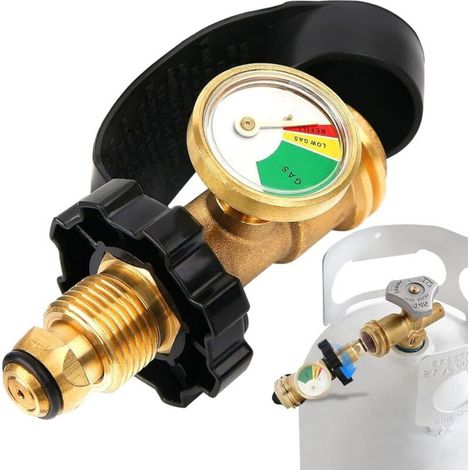 Jauge de réservoir de Propane Indicateur Niveau jauge réservoir Propane Robuste avec Cadran à Code Couleur Adaptateur Complet en métal pour Cylindre Barbecue à gaz Domestique (1/5)