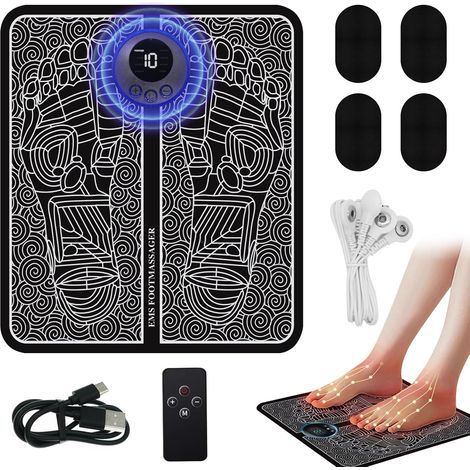 Appareil de massage des pieds USB EMS - Appareil de massage électrique des pieds pour la circulation sanguine - Soulagement des douleurs musculaires - Avec 8 modes et 19 fréquences réglables (1/5)