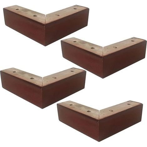 Set di 4 gambe per mobili in legno massello a forma di L, gambe di ricambio per mobili da comodino e tavolino da tè (senza viti) (1/4)