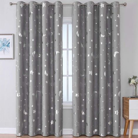 Rideaux Décoratifs Étoilés - Ensemble de 2 - Pour Nursery ou Chambre d'Enfant - Tenu Spatial - Occultation Partielle (1/5)