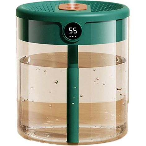 1 Stück H2O Luftbefeuchter, 2 Liter Fassungsvermögen, Doppeldüse mit LCD-Display, Feuchtigkeitsanzeige, Aromadiffusor, tragbarer USB-Anschluss. Grün