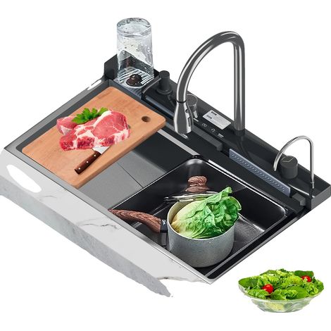 Lavello da cucina con rubinetto integrato e dispenser di sapone, 75x45 (1/2)