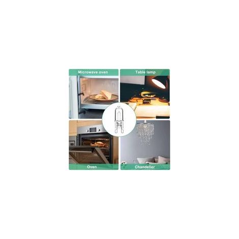 Ampoule G9 25W 230V Dimmable Blanc Chaud, Ampoule Halogène G9 Tolérance de 300°C, Ampoule Four G9 Pour Four Micro-ondes Cuisinière Plafonniers, Lot de 12 [Classe énergétique G]