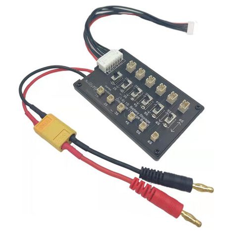 Carte de recharge pour batteries LiPo/Li-ion/LiHv/LifeBattery 1S avec câble d'équilibrage en silicone 6S et câble banane 4 mm vers XT60 mâle