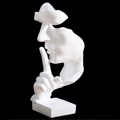 Silence Is Golden Sculpture Moderne Abstraite, Art Minimaliste, Décoration Salon, Chambre, Cadeau, Vivid Blanc (1/5)