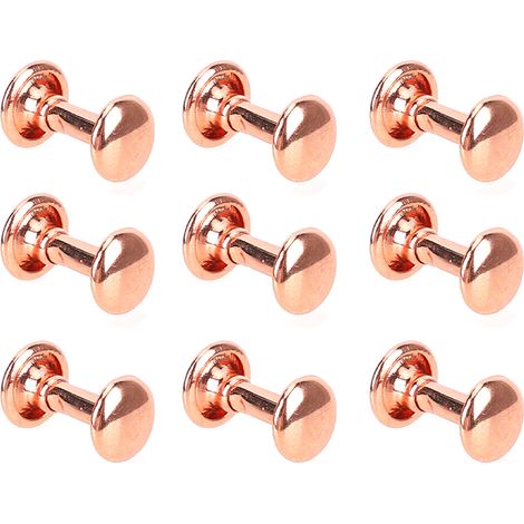 Lot de 100 rivets métalliques dorés rose, brillants et très résistants, pour la confection de ceintures et autres créations en cuir (7 x 8 mm).