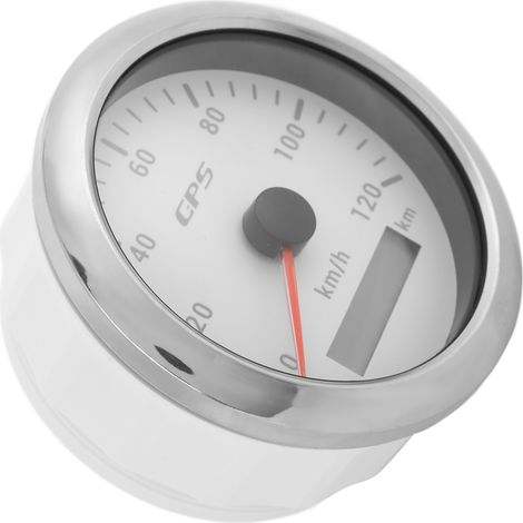 Compteur de vitesse marin GPS 85mm 120km/h avec odomètre, rétroéclairage 7 couleurs pour bateau, voiture, camping-car, yacht - Blanc (1/5)