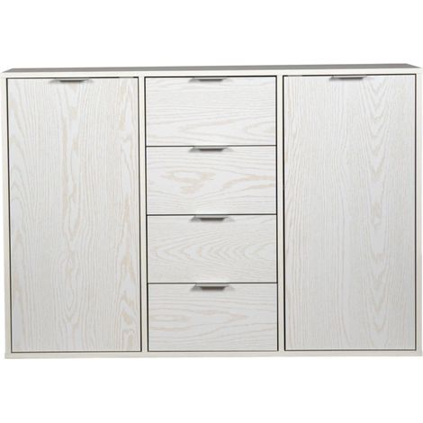 madia 2 ante e 4 cassetti bellahome "kristy" bianco venato 116x35x80 cm