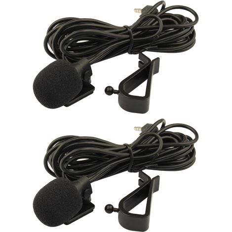2 Pack 3.5mm Portable Car External Microphone Assembly Mic Compatible with Car Vehicle Head Unit Bluetooth Enabled Stereo Radio GPS DVD Laptop Enabled Stereo Player with 3m Cable Plug and Play