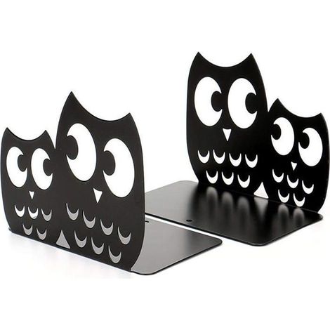 Serre-livres - YYV - Black Owl - Métal robuste - Antidrapant - Noir (1/4)