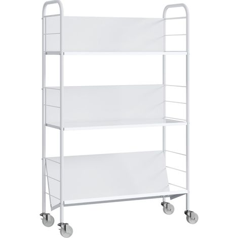 Estantería de almacenamiento de metal blanco de 3 niveles con ruedas 69 x 26 x 108 cm (1/5)