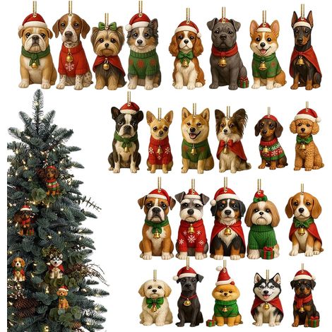 Calendrier de l'Avent Décoration Chien Compte À Rebours  Décorations Chien Sapin De Noël Pendentif Amoureux Des Animaux Pour Décoration Maison, Sapin, Bureau, Cheminée, Fenêtre De (1/5)