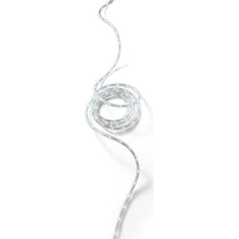 Cordón de luces led blanco frio, uso exterior, 216 leds, 8 funciones, alambre plateado, 9 m