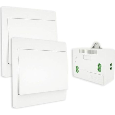 RF433 Interrupteur sans Fil, sans Pile, télécommande Murale Va et vient, Interrupteur Mural Auto alimenté, sans câblage, émetteur pour Panneau Mural (kit à 2 Voies), intérieur extérieur étanche (1/5)