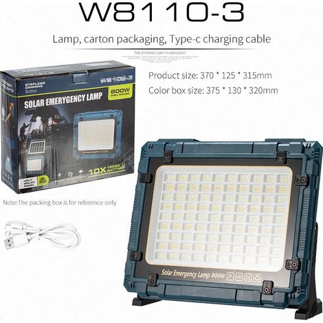 Projecteur solaire rechargeable - Portable - Étanchéité IP66 - Camping (1/4)