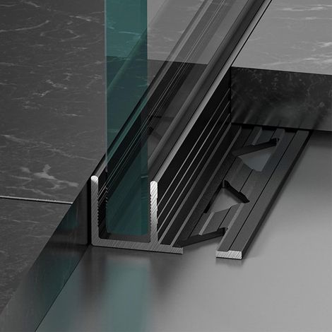 Profilé en verre noir sur mesure de type F, guide inférieur pour