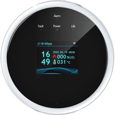 Détecteur de fuite de gaz Wifi - Alarme incendie - Écran LCD mural - APP contrôle intelligent - Wi-Fi testeur de gaz naturel/gpl - Alarme méthane - Buzzer pour bureau à domicile - Prise UE (1/5)