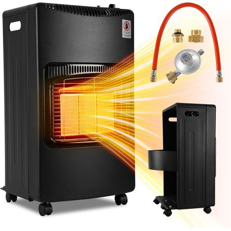 Randaco Chauffage d’appoint gaz 4200 W infrarouge, 3 puissances, allumage piézo, ODS, 4 roulettes, 2 adaptateurs UE (1/5)
