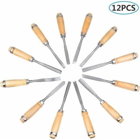 Jeu de Burins à Main en Bois Sculpté, Outil de Gouges pour Menuiserie 12 en 1.. (1/4)