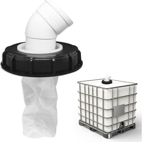 163mm IBC Lid Filter Cover, Bow DN 75 45° Nylon with Washable IBC Lid Cover Plastic Ton Barrel Cover IBC Filter Hose Adapter for Rainwater Tank Barrel IBC Tank Container (1/5)