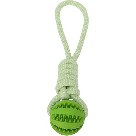 Balle d'extérieur en corde de coton pour chien, anti-fuites, jouet à mâcher en caoutchouc pour la dentition, accessoires pour animaux de compagnie, vert (1/5)