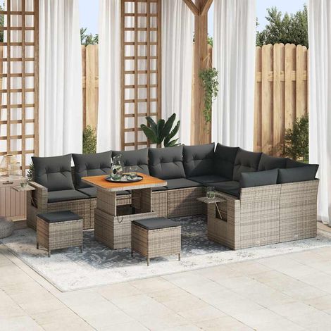 Teenpull – Gartensofa-set 12 Stk. Grau Poly-Rattan (1/5)