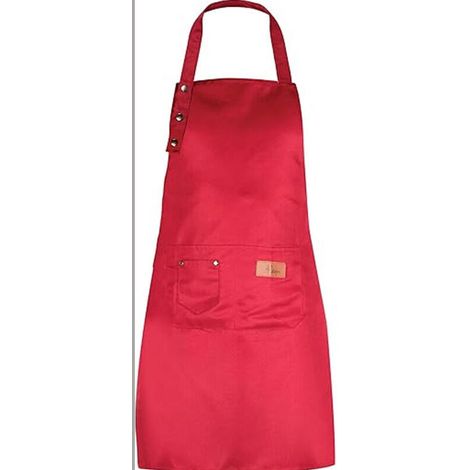 Tablier de cuisine pour homme et femme avec poches - Convient à grande taille - Résiste à l'eau, Rouge (1/4)